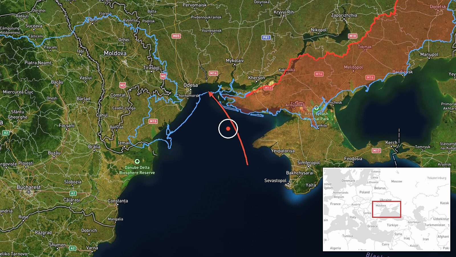 Pivdenne, Ukraine — Drone Transit location map