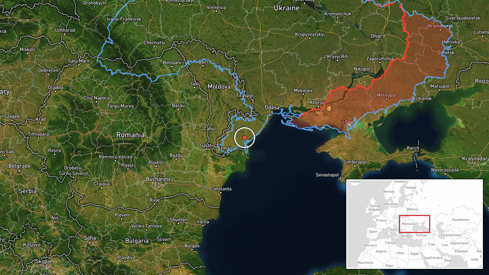 southern Tatarbunary, Ukraine — Drone Transit location map