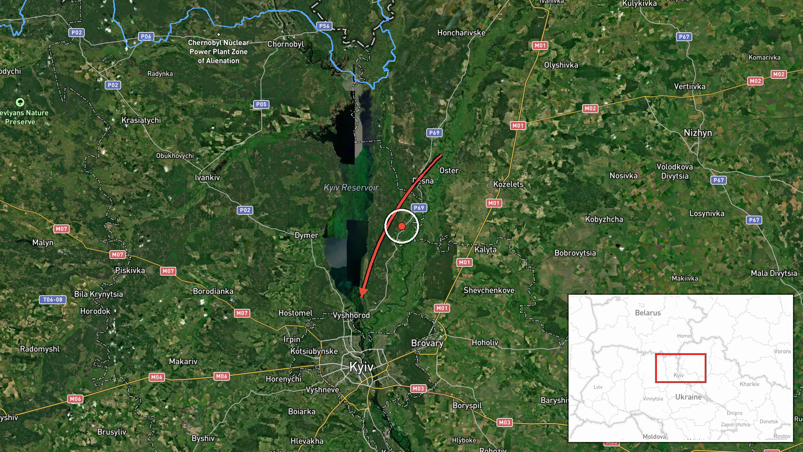 Vyshhorod district, Ukraine — Drone Transit location map