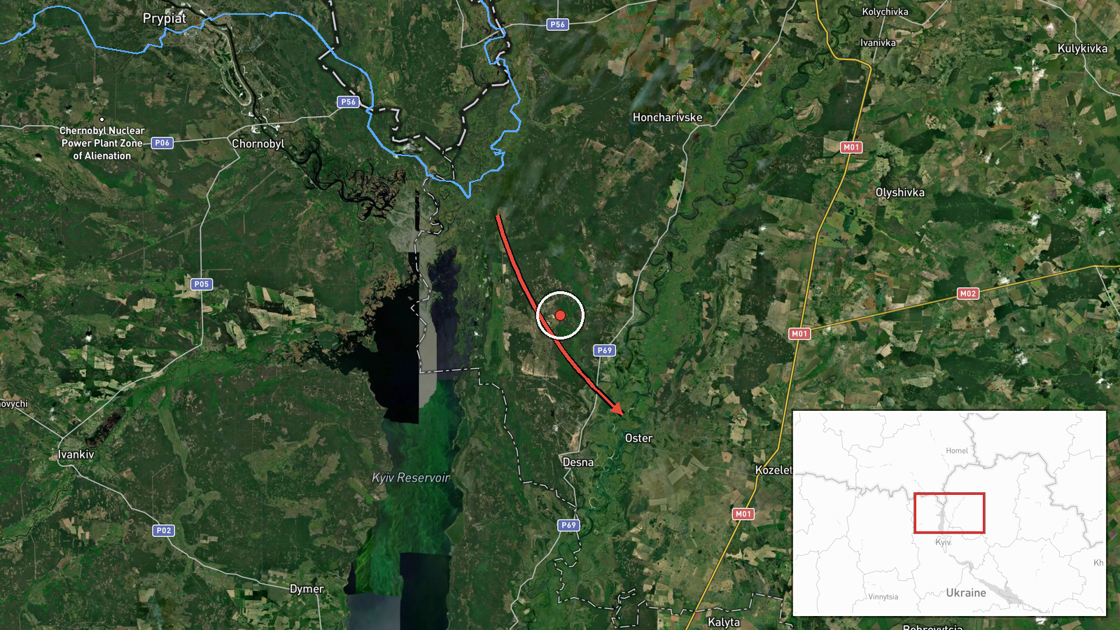 Oster, Ukraine — Drone Transit location map
