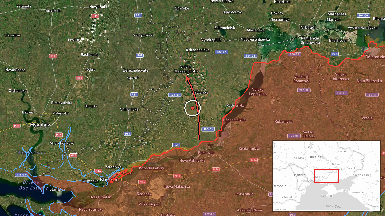 Velyka Oleksandrivka, Ukraine — Drone Transit location map