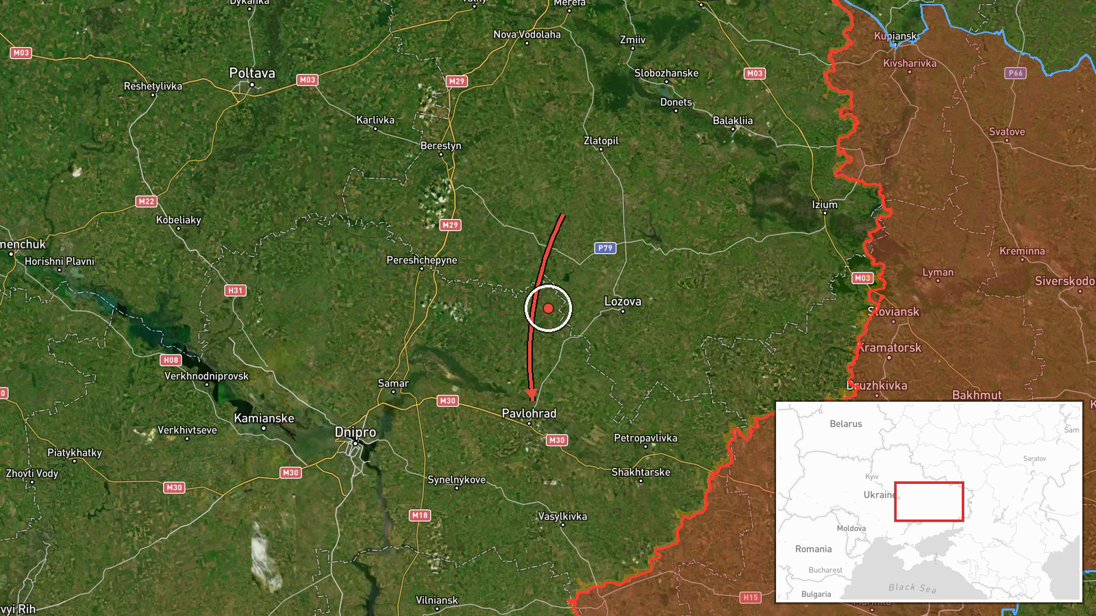 Pavlohrad, Ukraine — Ballistic Missile location map