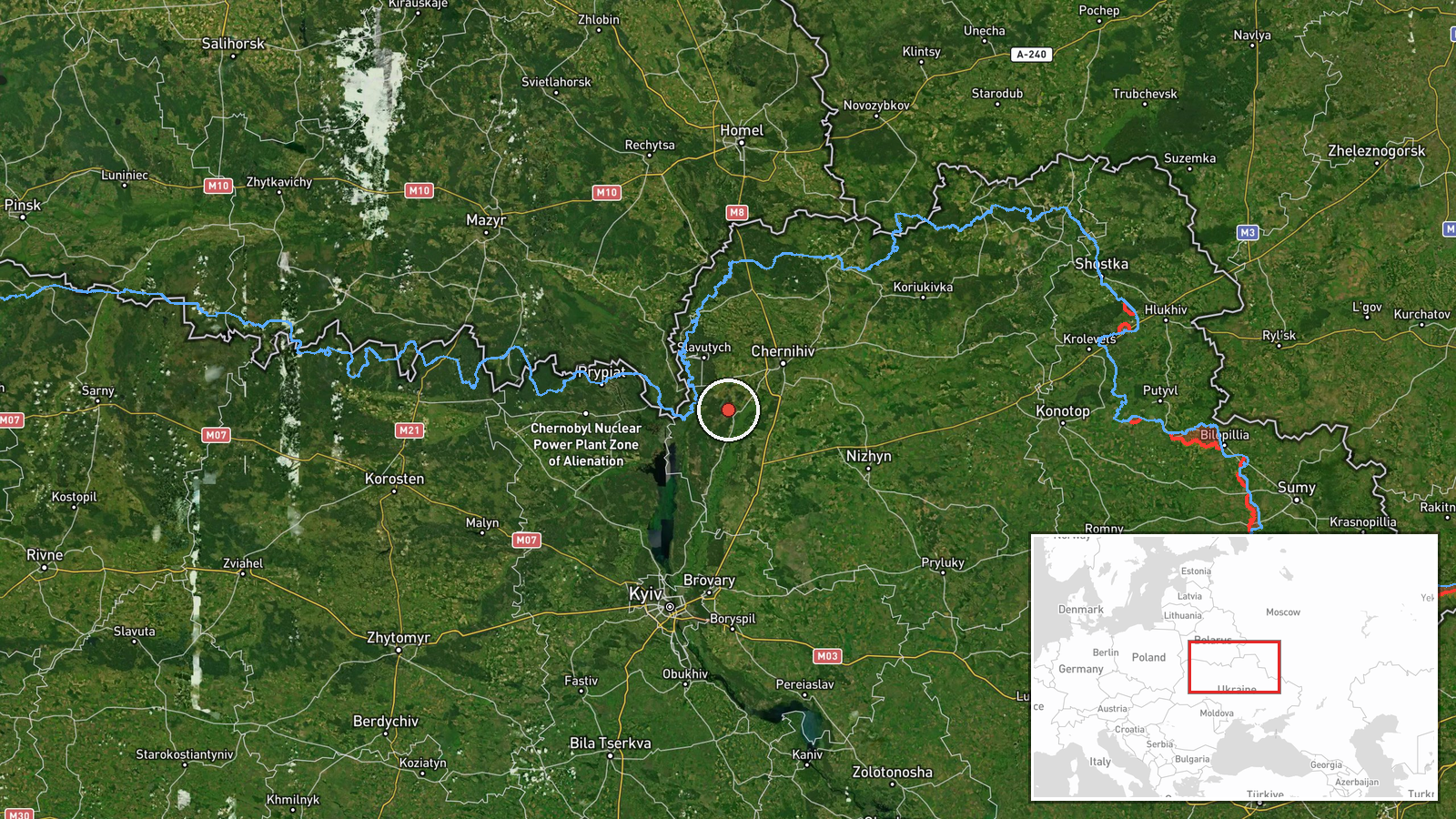 Honcharivske, Ukraine — Drone Transit location map