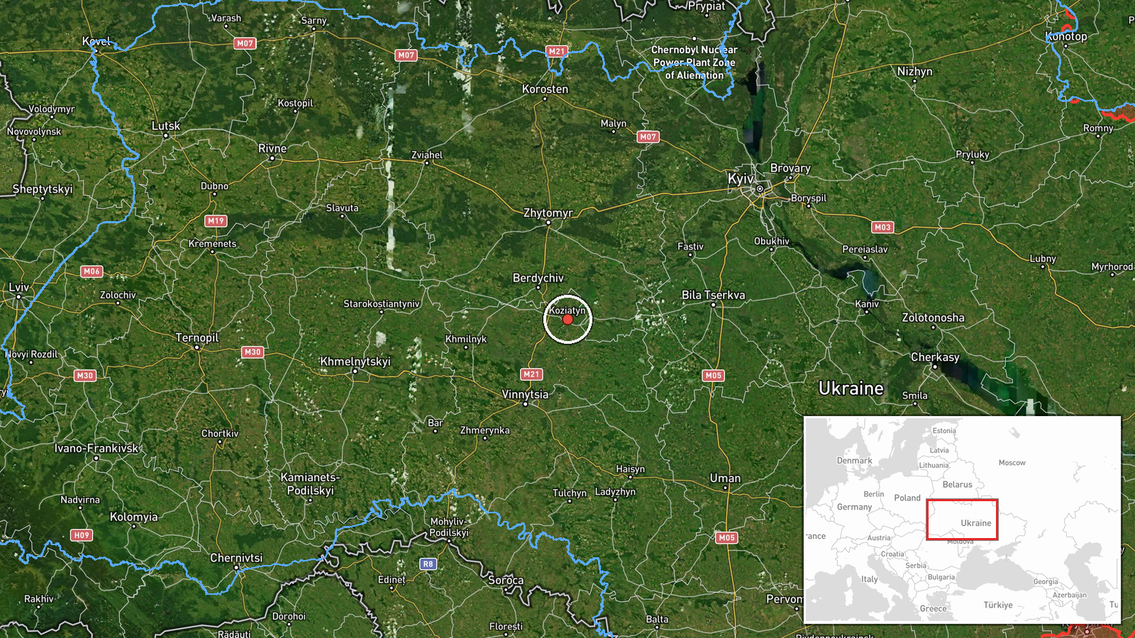 Kozyatyn, Ukraine — Drone Transit location map