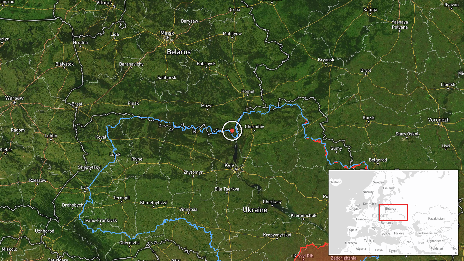 western Chernihiv Oblast, Ukraine — Drone Transit location map