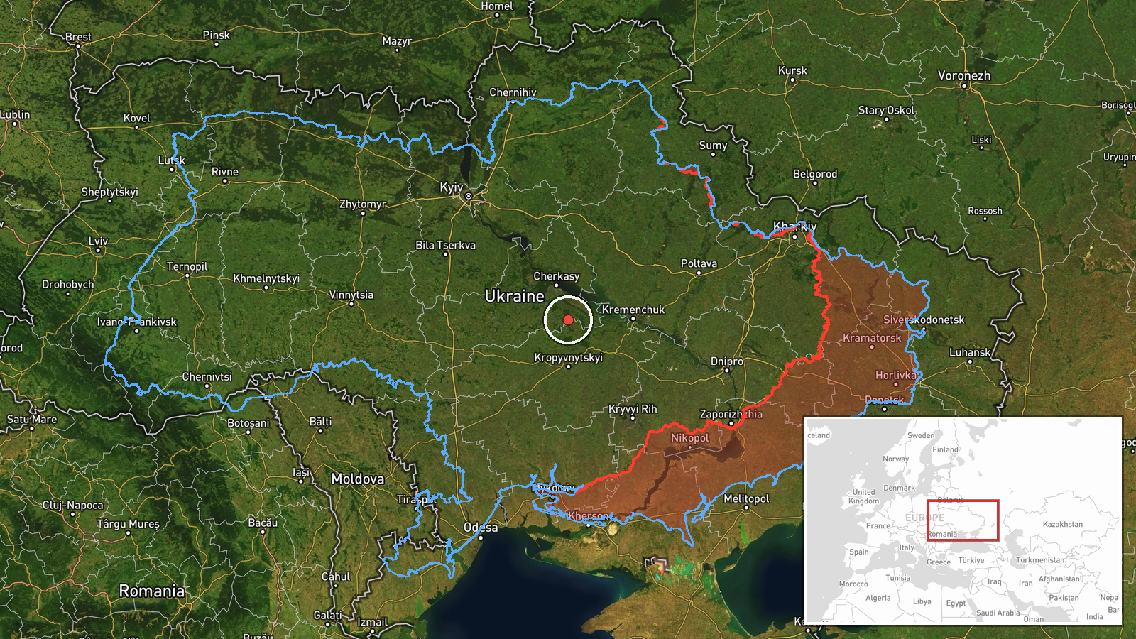 northern Kirovohrad Oblast, Ukraine — Drone Transit location map