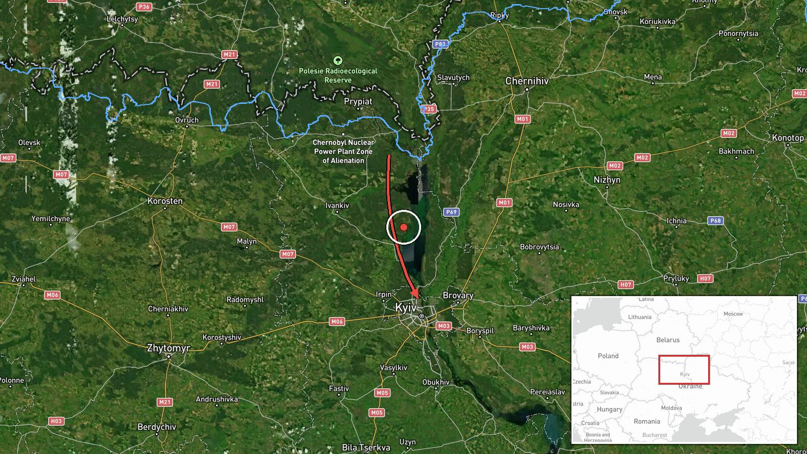 Kyiv Oblast, Ukraine — Drone Transit location map