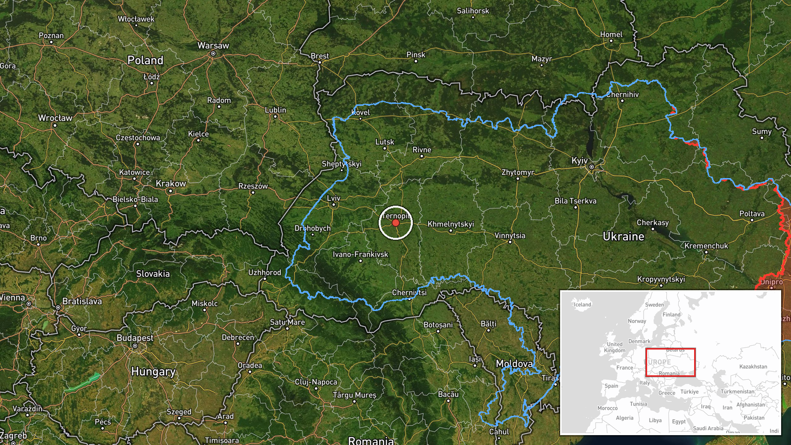 Ternopil Oblast, Ukraine — Drone Transit location map