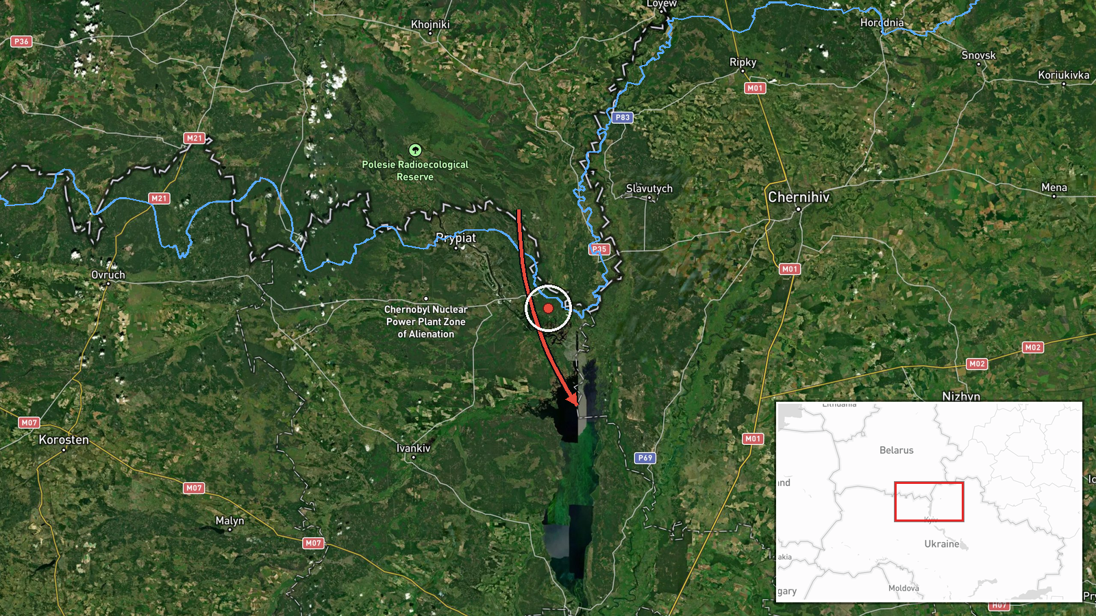 northern Kyiv Oblast, Ukraine — Drone Transit location map