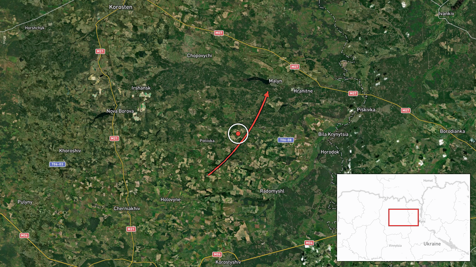Malyn, Ukraine — Drone Transit location map