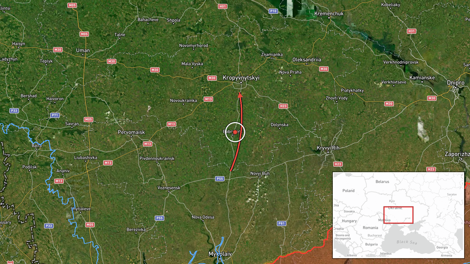 Kirovohrad Oblast, Ukraine — Drone Transit location map