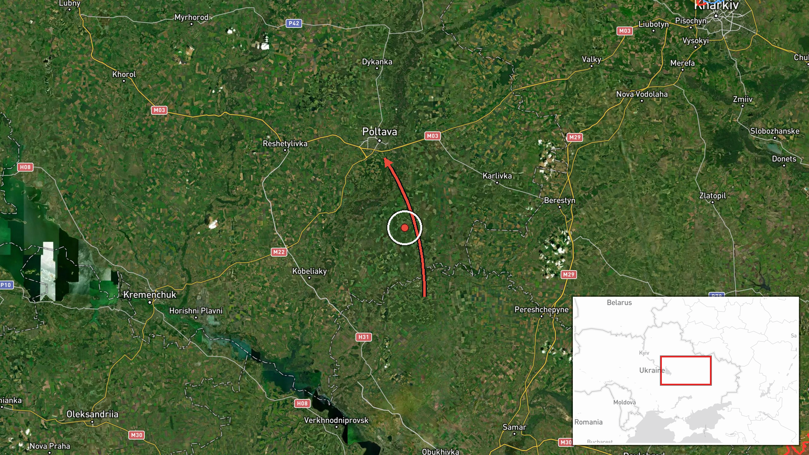 Poltava Oblast, Ukraine — Drone Transit location map