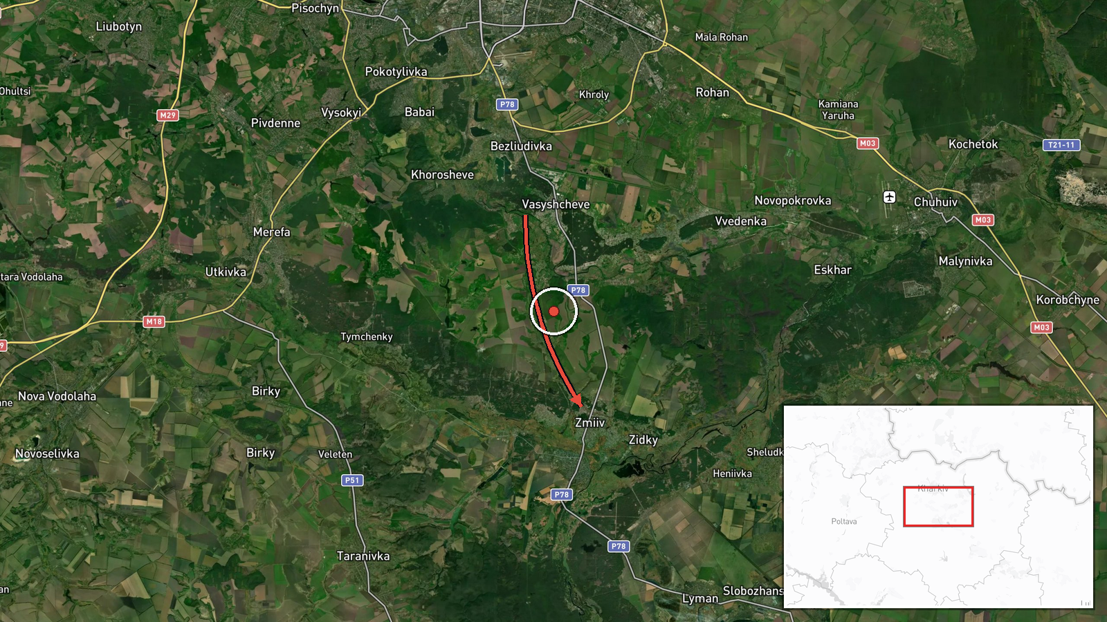 Zmiyiv, Ukraine — Ballistic Missile location map