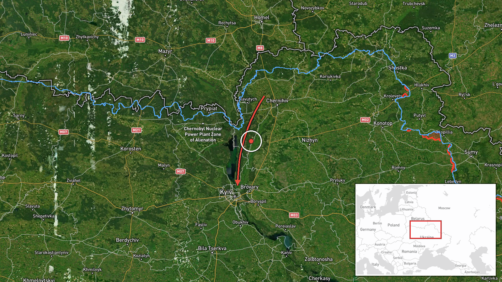 Kyiv Oblast, Ukraine — Drone Transit location map
