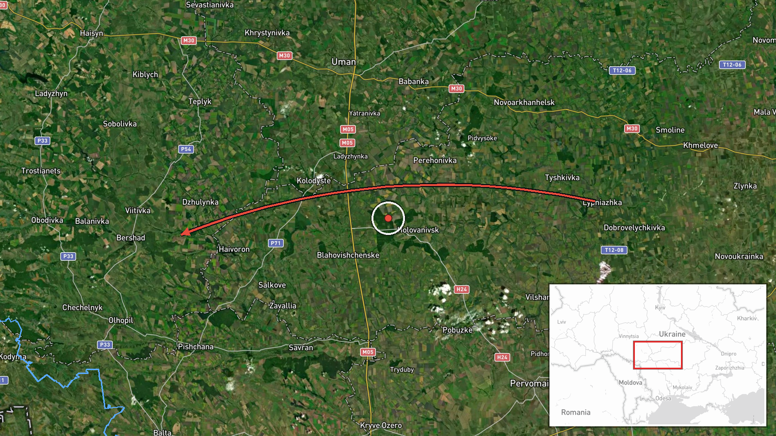 Bershad, Ukraine — Drone Transit location map