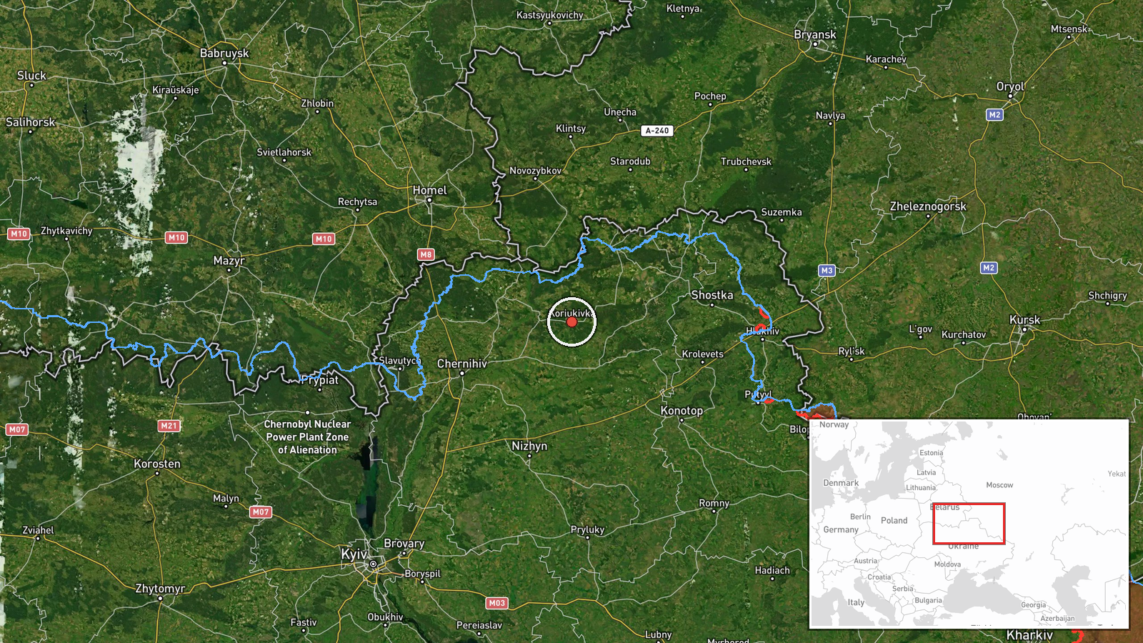 Koryukivka, Ukraine — Drone Transit location map