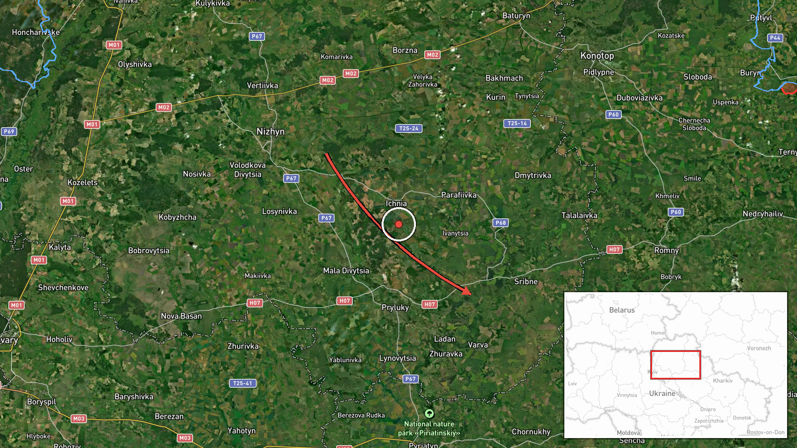 Dihtiari, Ukraine — Cruise Missile location map