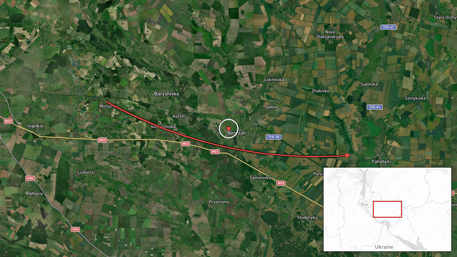 Yahotyn, Ukraine — Cruise Missile location map