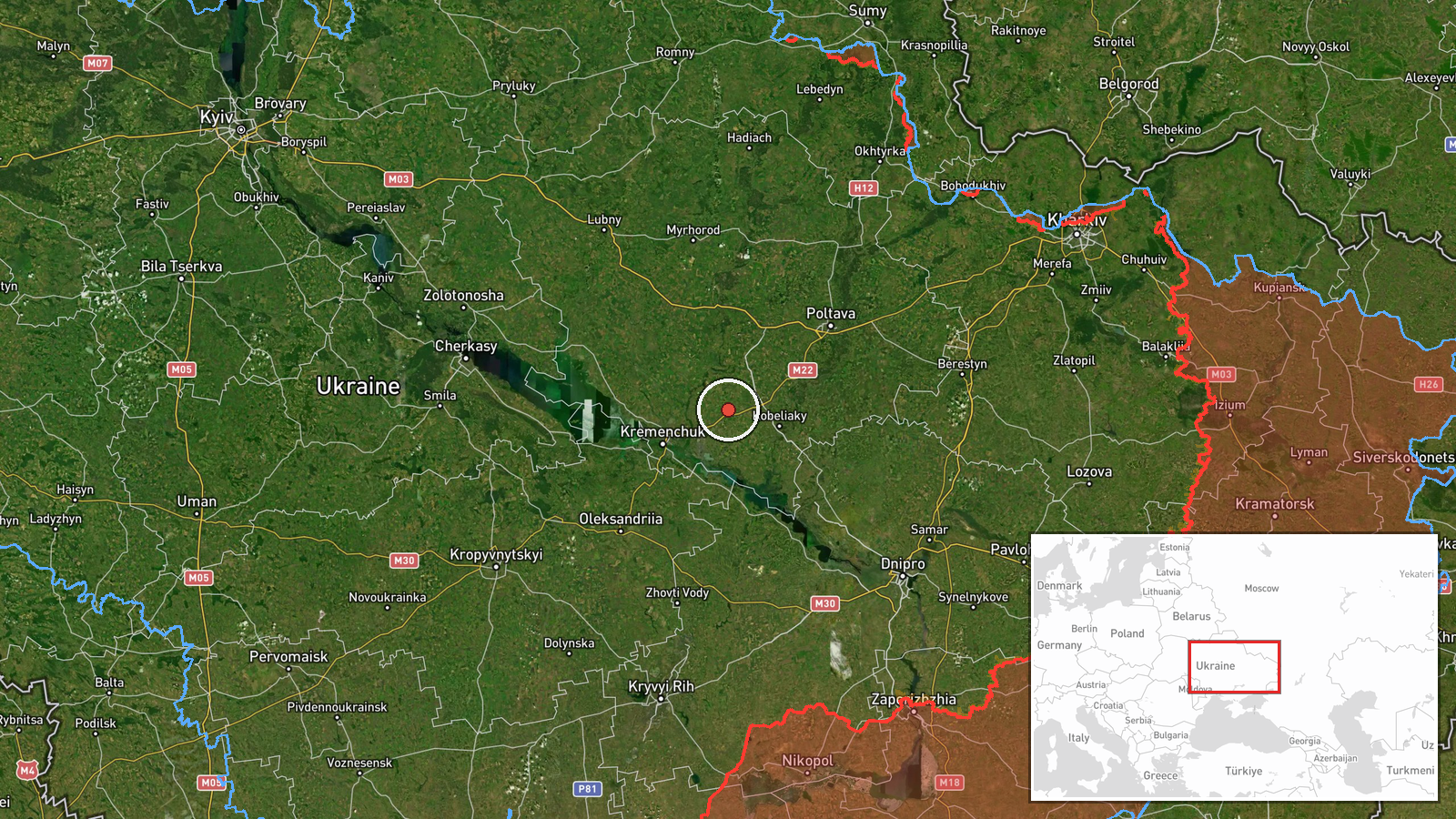 Kozelshchyna, Ukraine — Drone Transit location map
