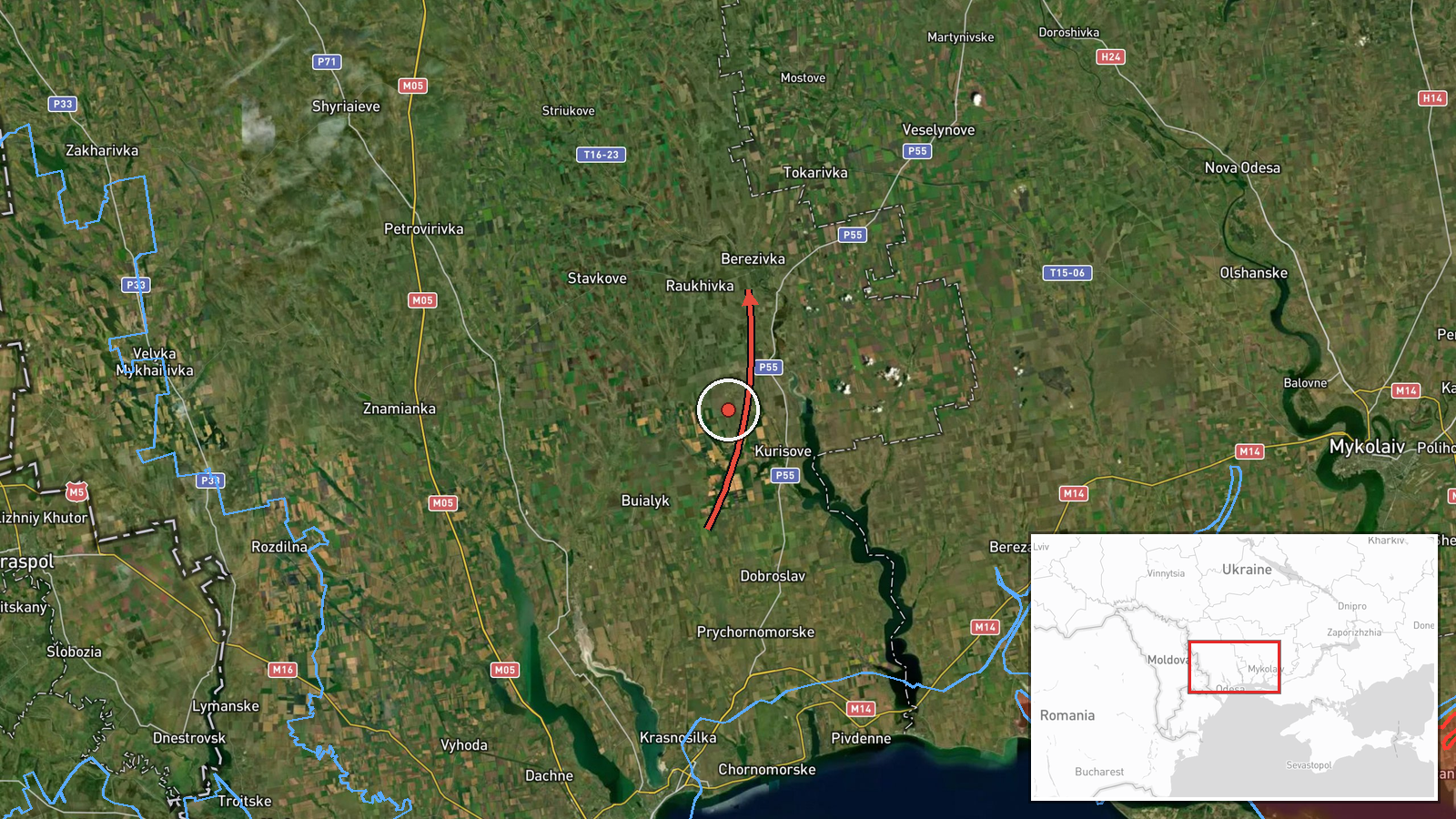 Berezivka, Ukraine — Drone Transit location map
