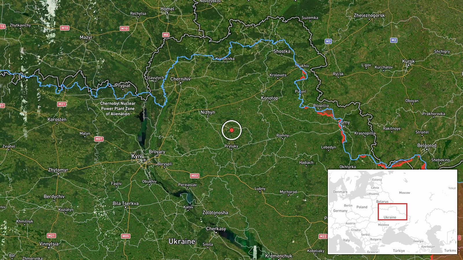Ichnia, Ukraine — Drone Transit location map