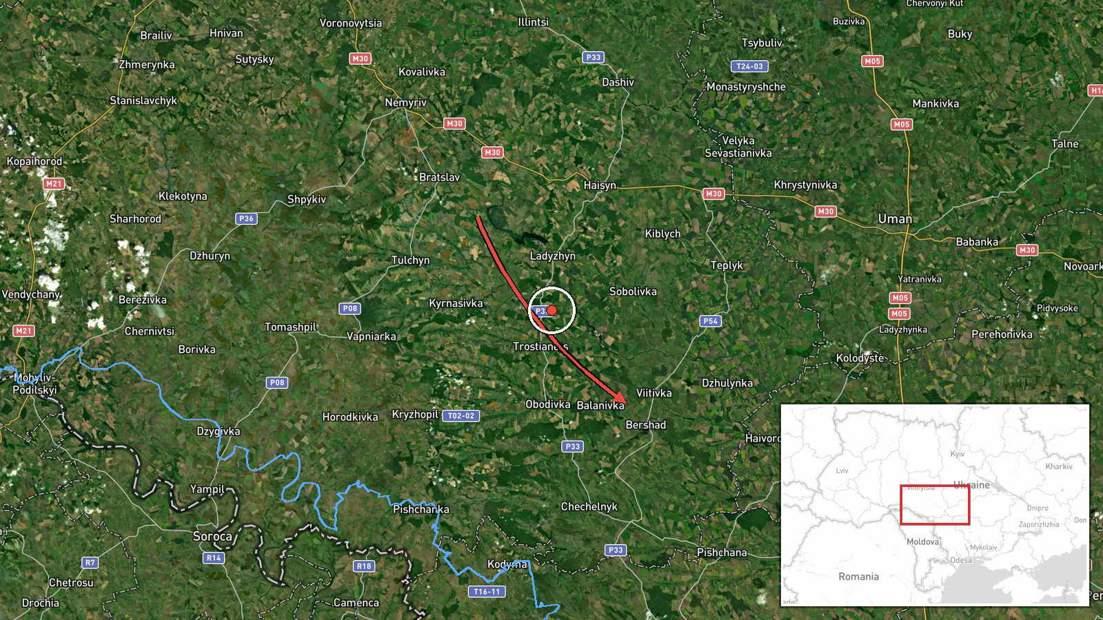 Bershad, Ukraine — Drone Transit location map