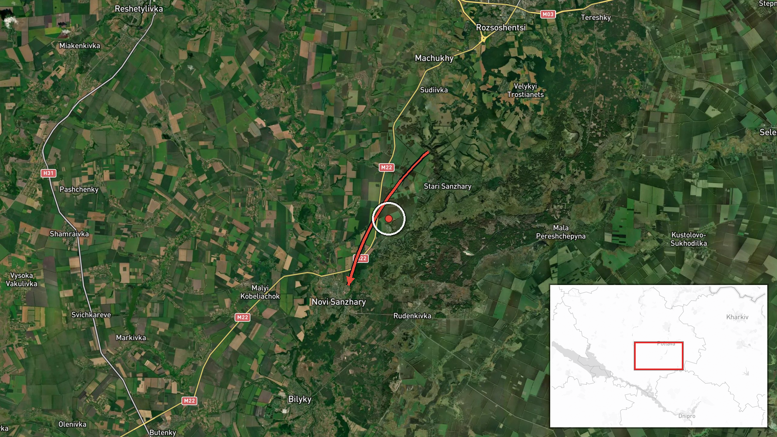 Novi Sanzhary, Ukraine — Drone Transit location map