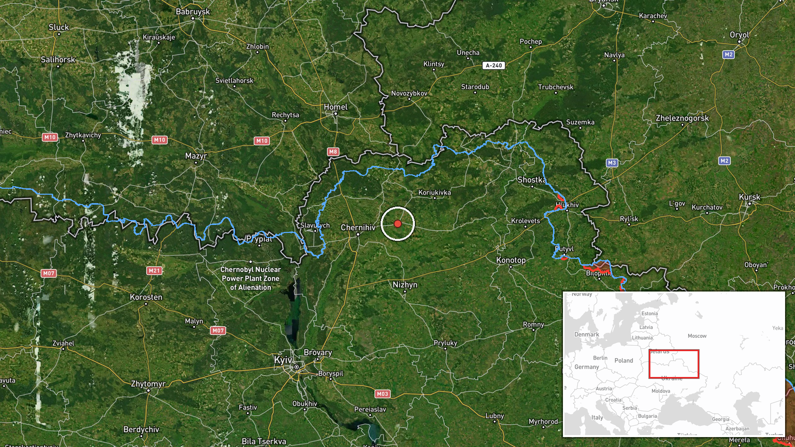 Berezna, Ukraine — Drone Transit location map