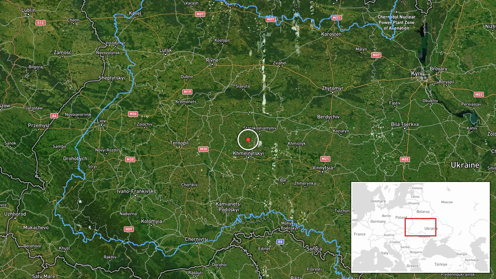 Krasyliv, Ukraine — Drone Transit location map