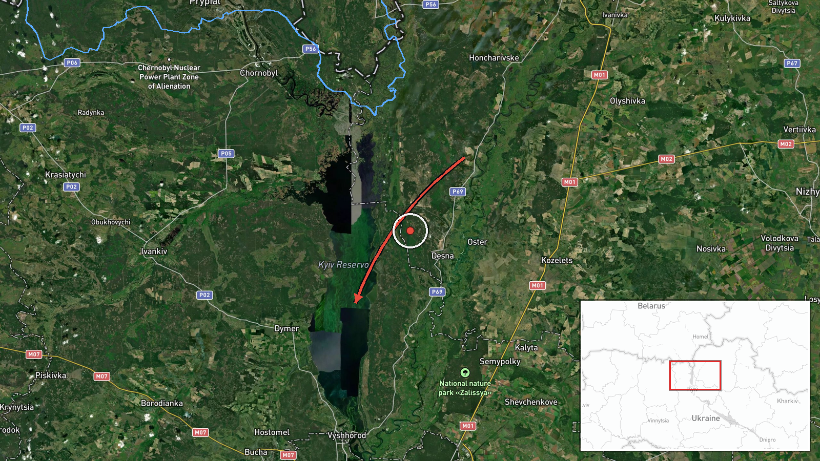Kyiv Reservoir, Ukraine — Drone Transit location map