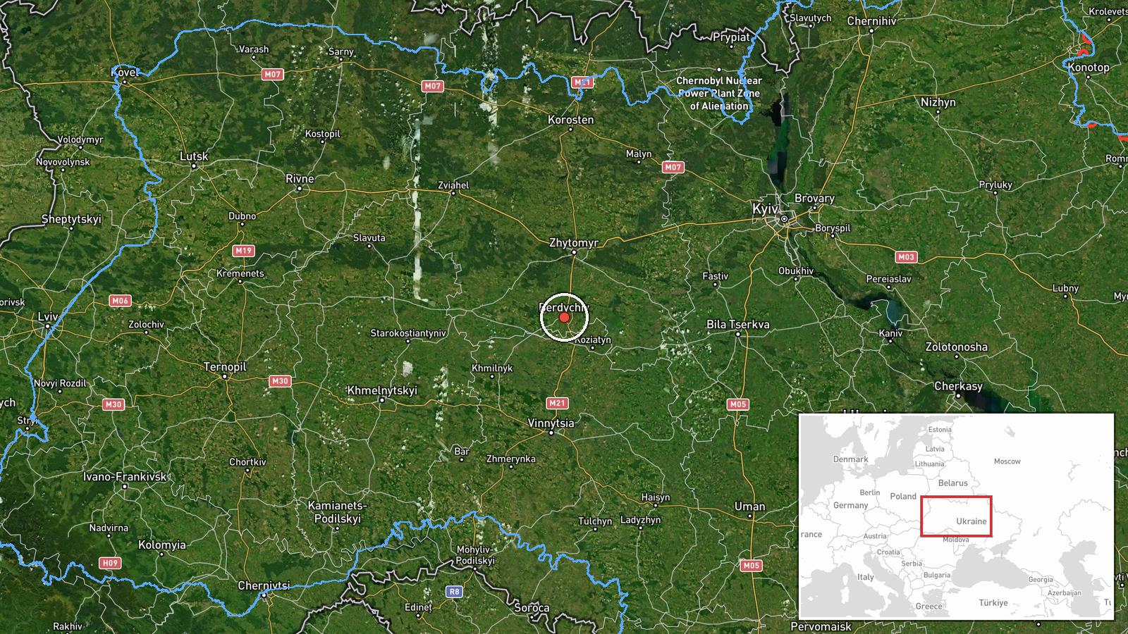 Berdychiv, Ukraine — Drone Transit location map