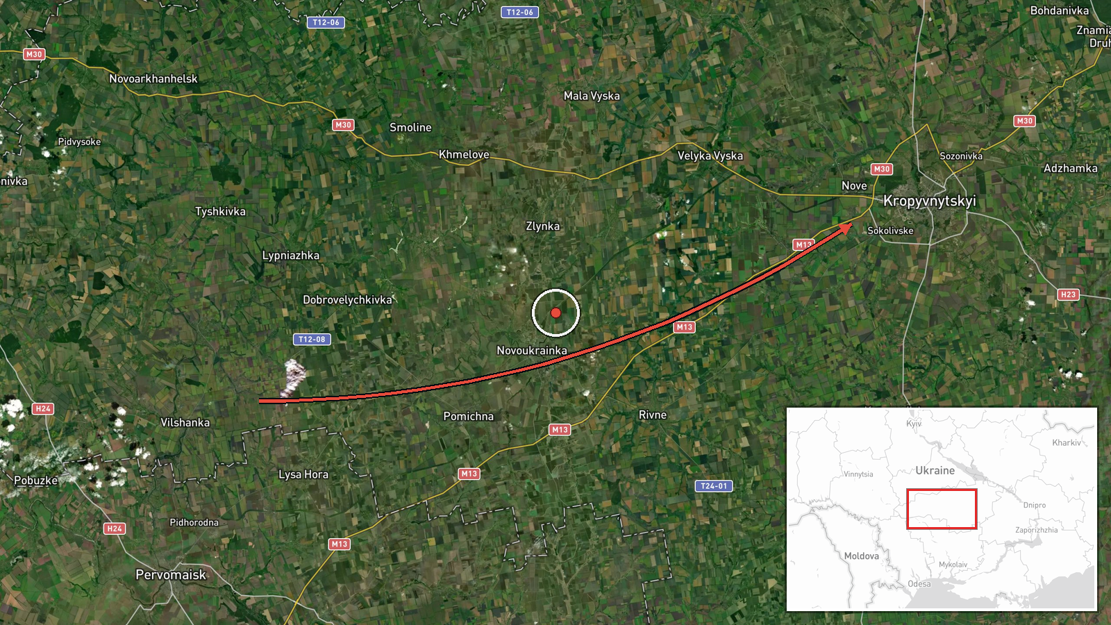 Kirovohrad Oblast, Ukraine — Drone Transit location map