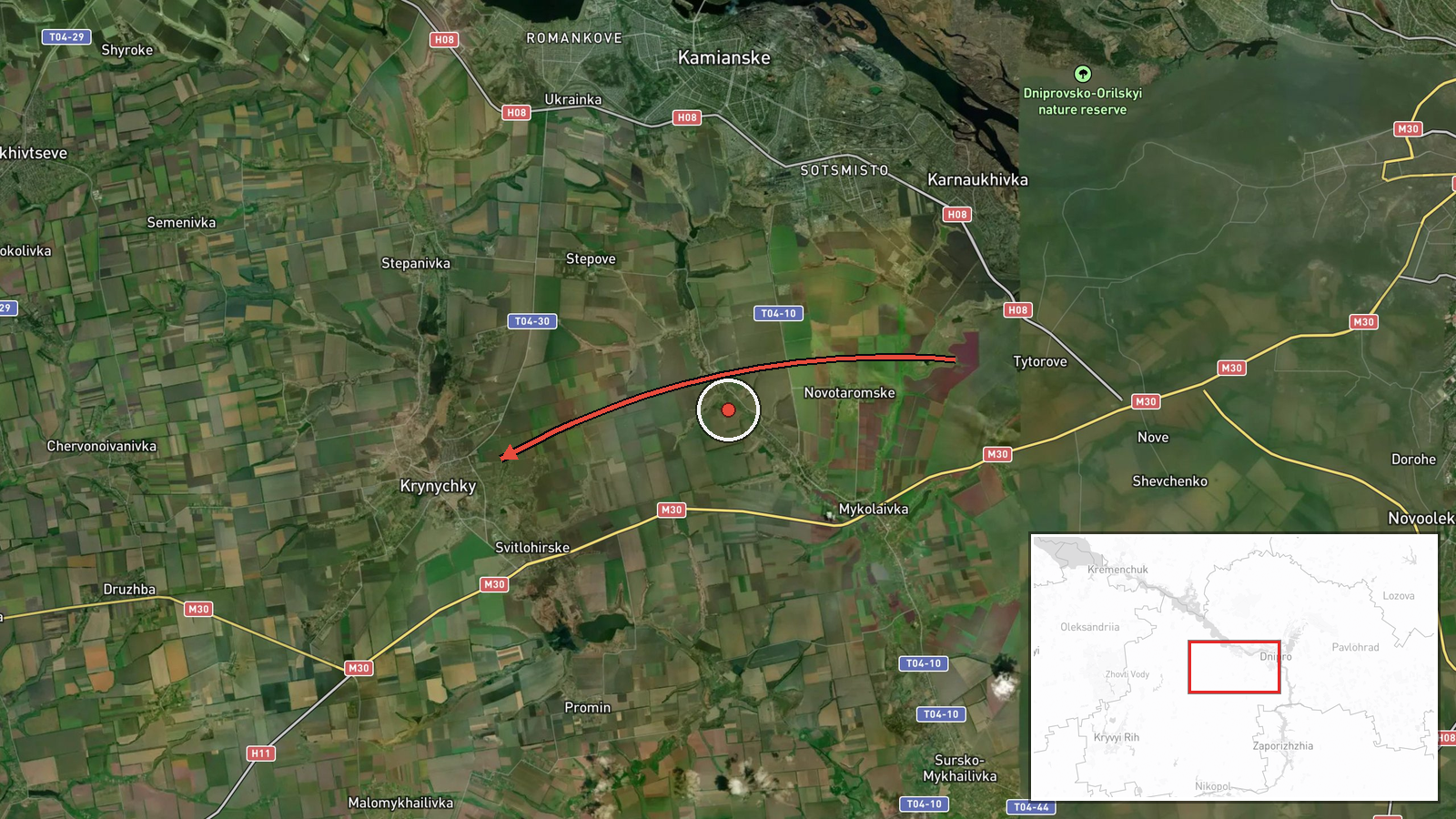 Krynychky, Ukraine — Drone Transit location map