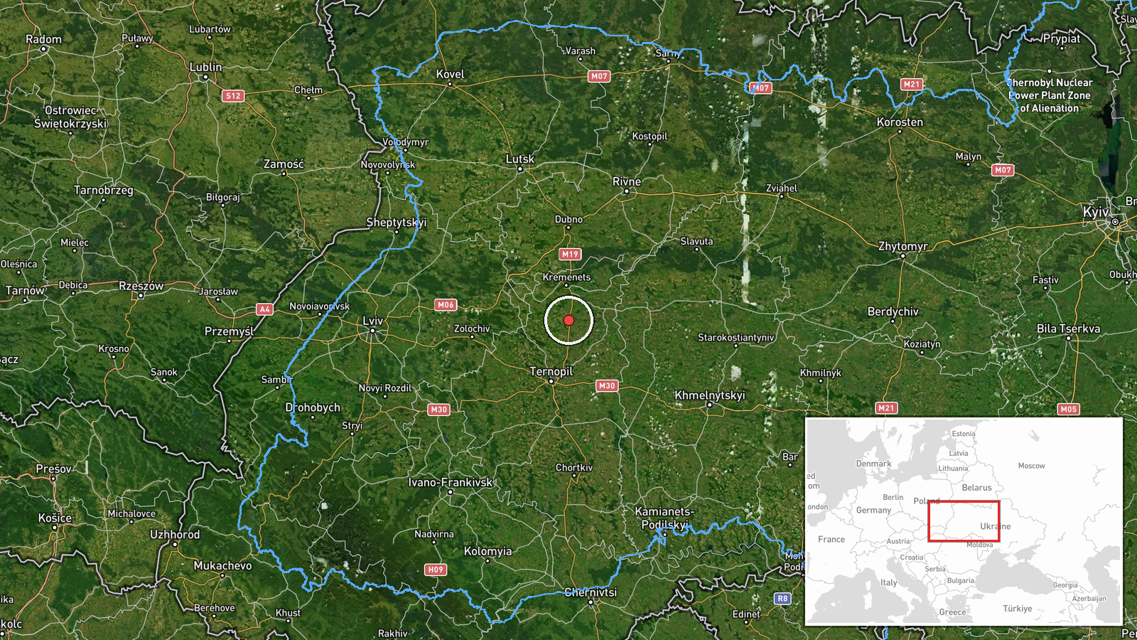 Vyshnivets, Ukraine — Drone Transit location map