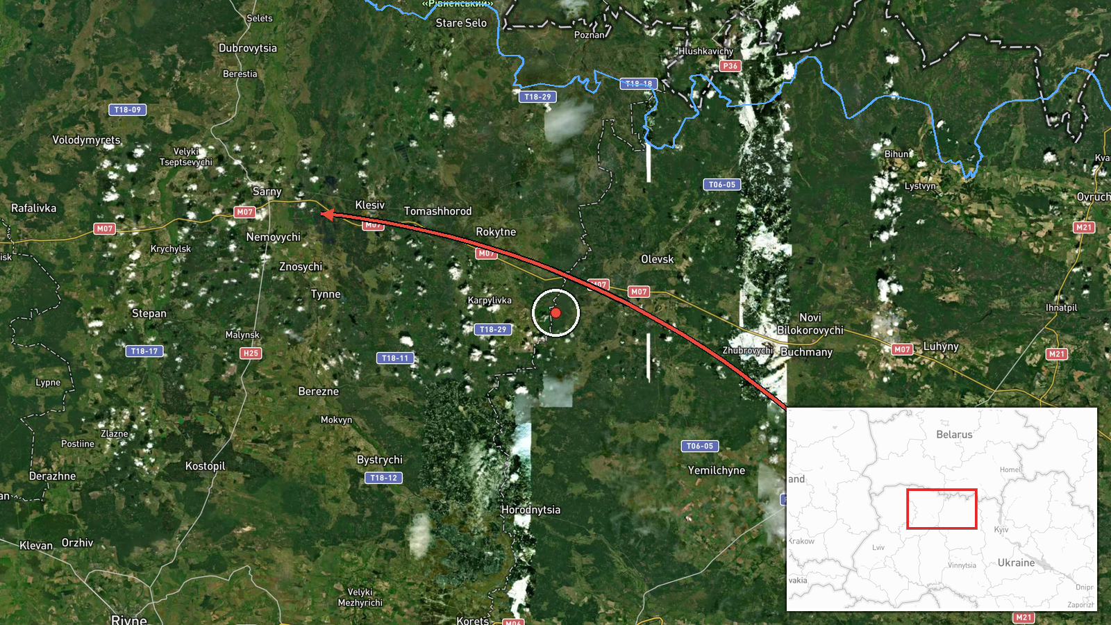 Sarny, Ukraine — Drone Transit location map