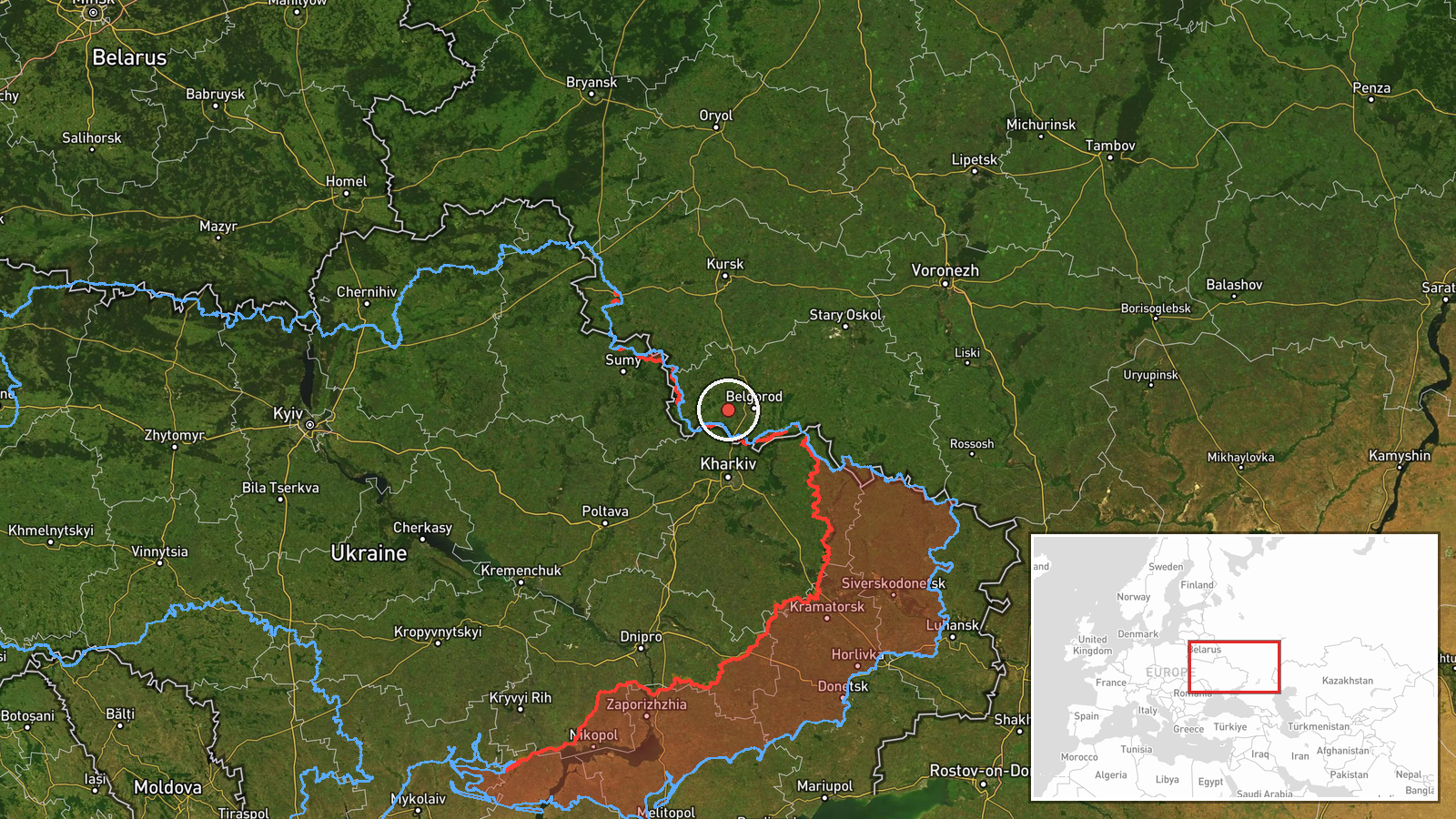 northern Kharkiv Oblast, Ukraine — Airstrike location map