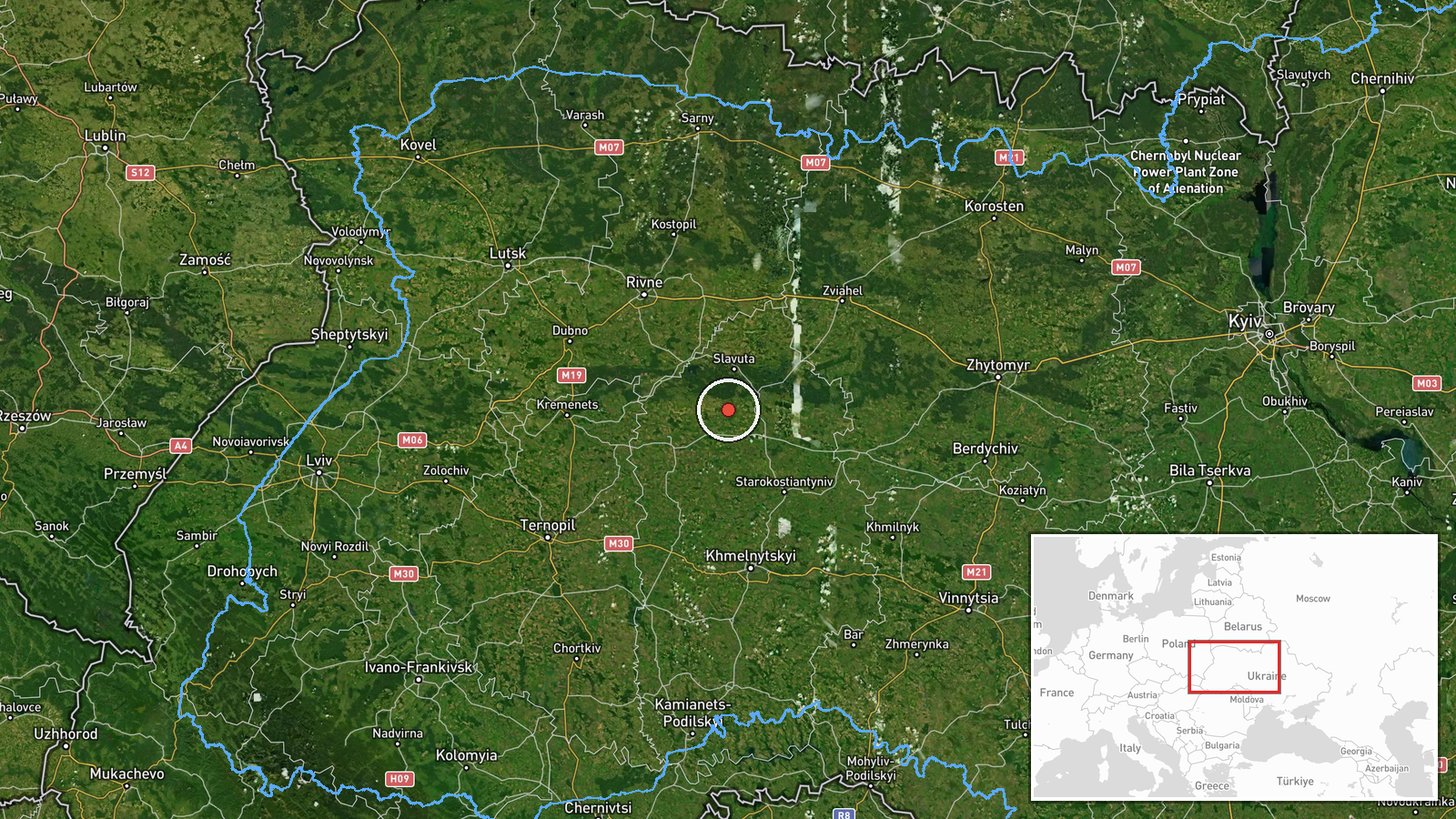 Iziaslav, Ukraine — Drone Transit location map