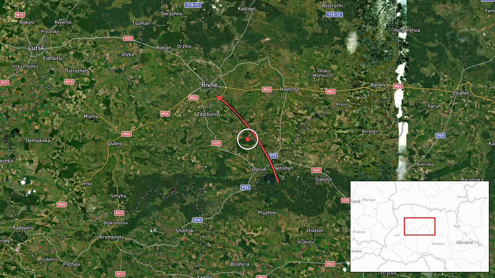 Rivne Oblast, Ukraine — Drone Transit location map