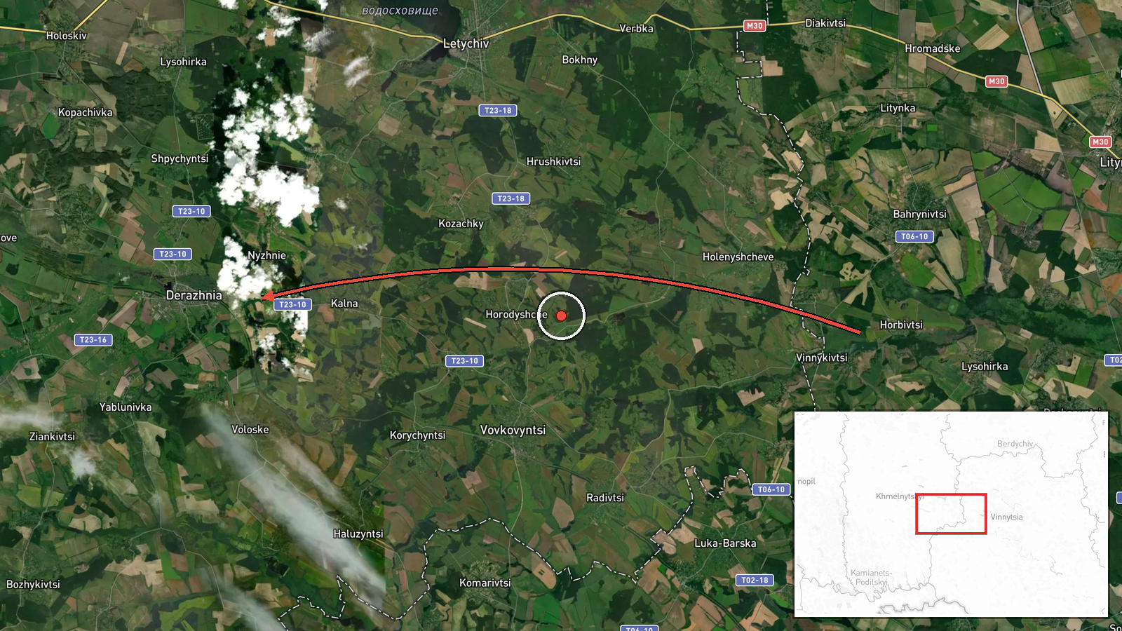 Derazhnya, Ukraine — Drone Transit location map
