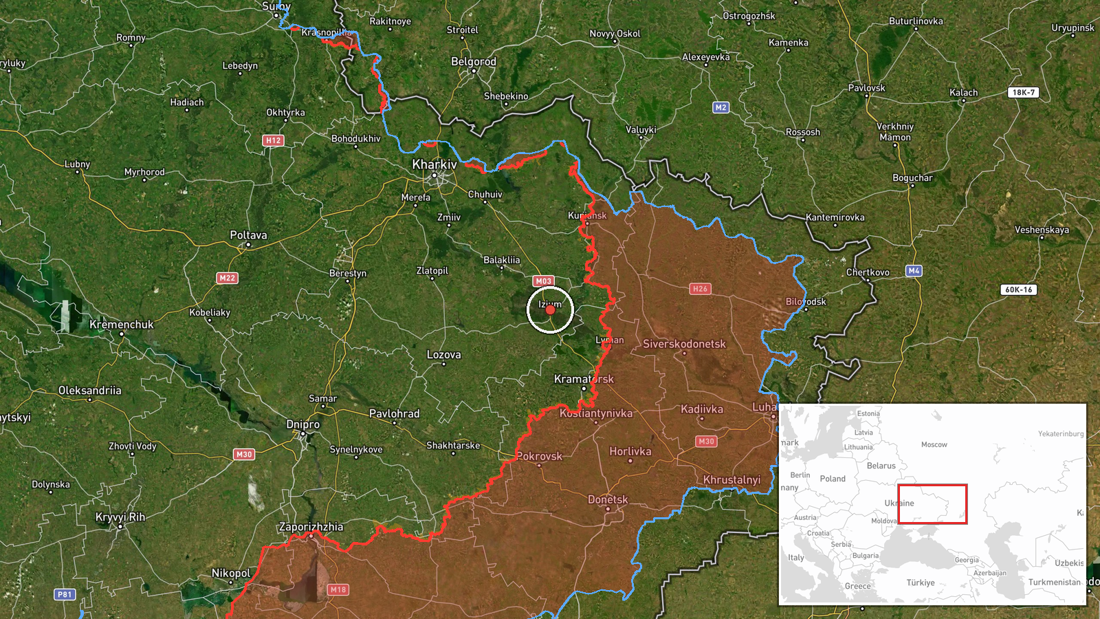 Izyum, Ukraine — Drone Transit location map