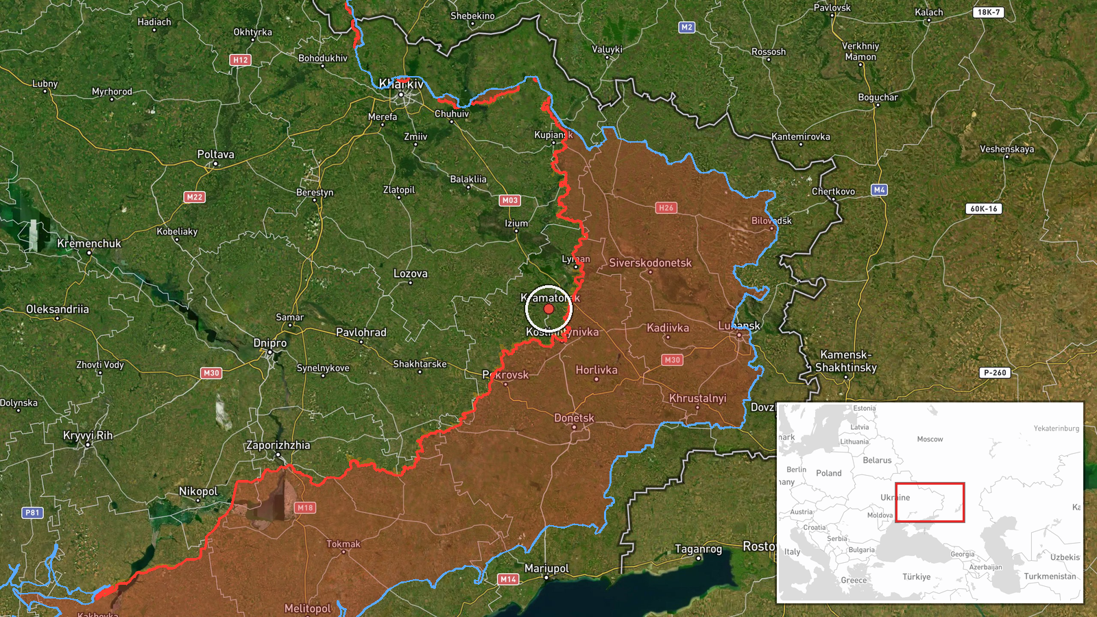 Kramatorsk, Ukraine — Airstrike location map