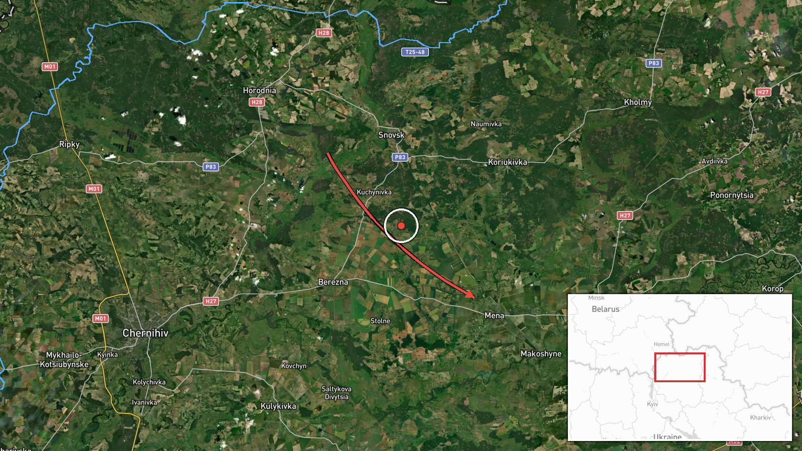 Mena, Ukraine — Drone Transit location map