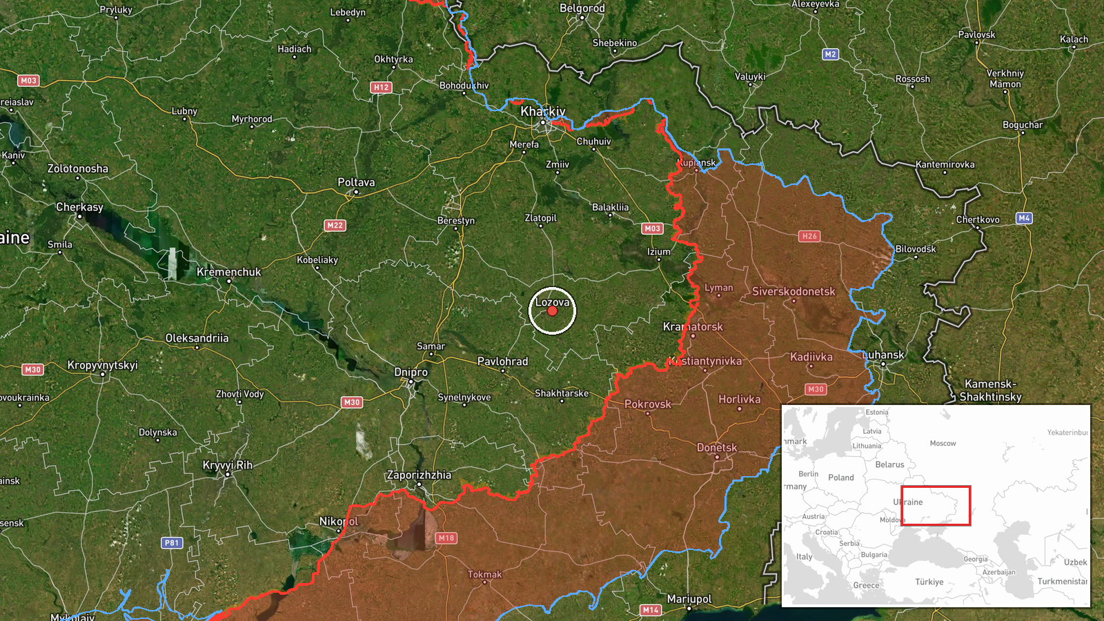 Lozova, Ukraine — Drone Transit location map