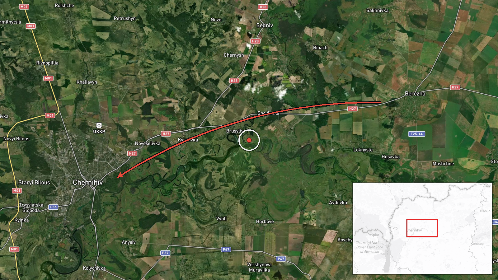 Chernihiv, Ukraine — Cruise Missile location map