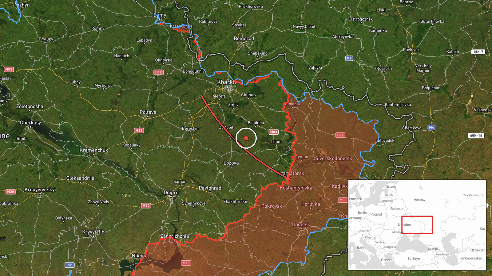 Pivdennyi, Ukraine — Cruise Missile location map