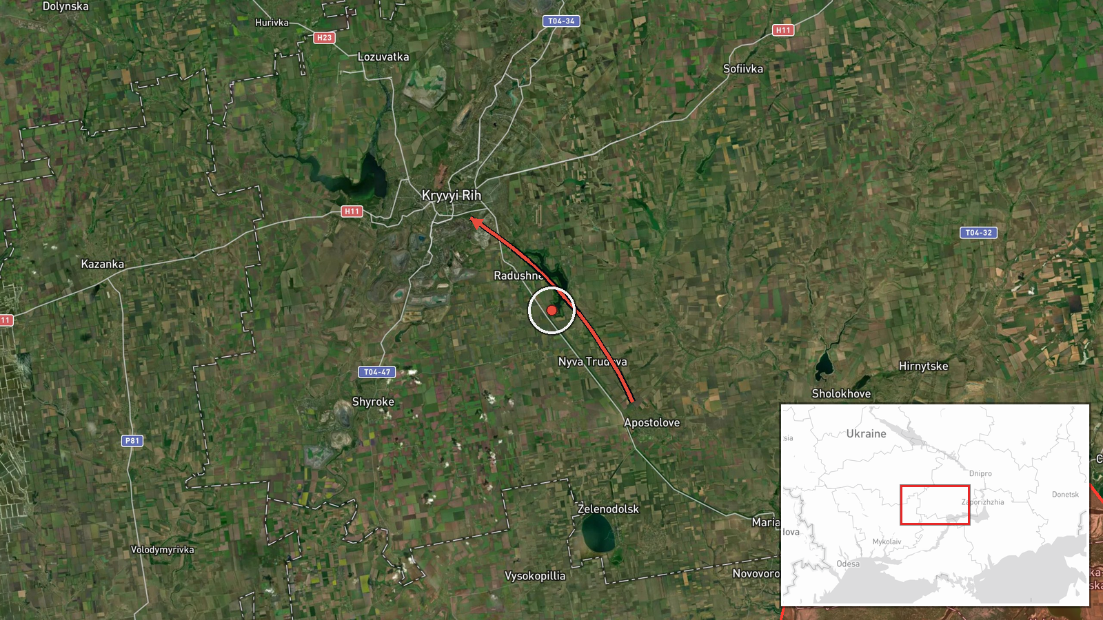Kryvyi Rih, Ukraine — Cruise Missile location map