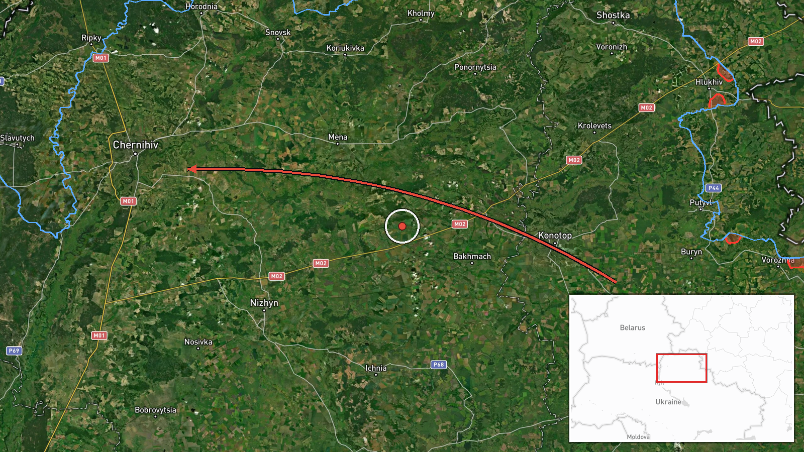 Chernihiv Oblast, Ukraine — Drone Transit location map