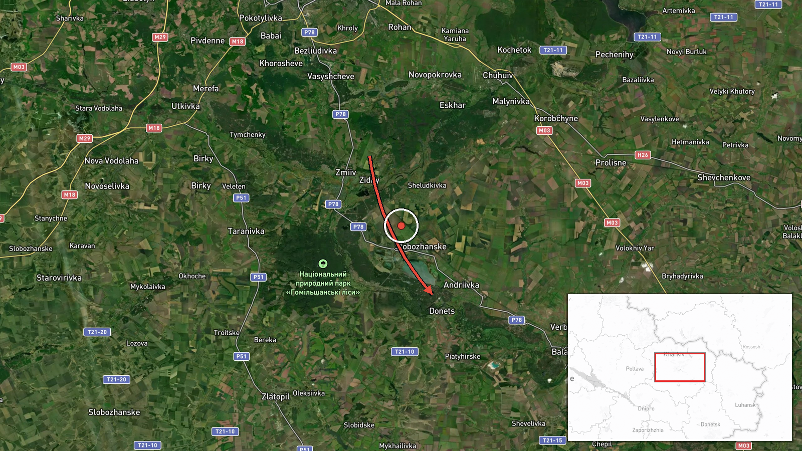 Donets, Ukraine — Drone Transit location map