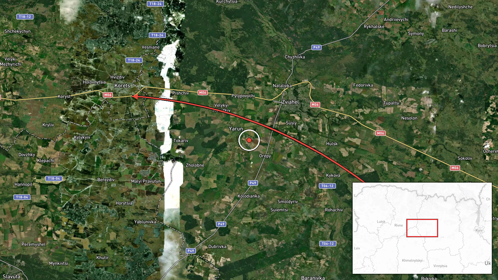 eastern Rivne Oblast, Ukraine — Drone Transit location map