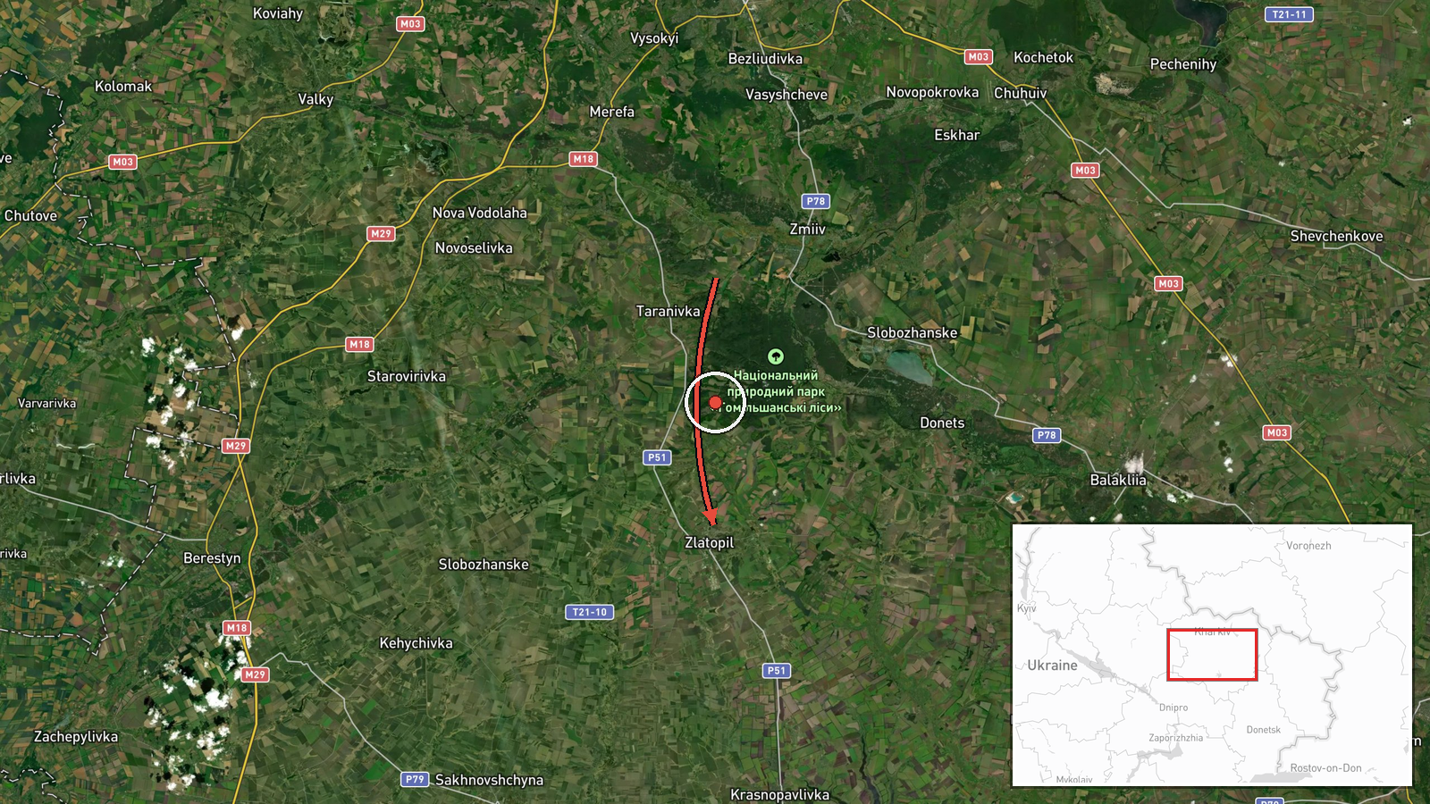 Zlatopil, Ukraine — Drone Transit location map